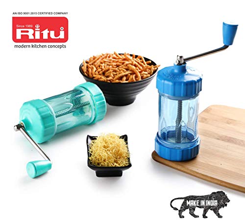Image of RITU Snacks Maker with 21 Pieces | Sev Sancha Machine& Muruku Maker | Namkeen and Snacks Maker Set Durable & Easy to Use | Perfect for Homemade Snacks Ideal for Kitchen & Parties | Blue