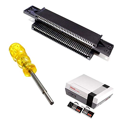 72 Pin Connector NES Connector Adapter Replacement Cartridge Slot with 3.8mm Screwdriver Bit Open Tool for Nintendo NES 8 Bit System