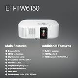 Epson Eh-Tw6150 V11HA74040 Projektor, Biały, 301 W