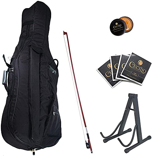 Mendini By Cecilio Cello - Musical Instrument For Kids & Adults - Cellos Kit W/Bow, Stand, Bag - Stringed Music Instruments For Students (1/4-Size, Natural) #TOP5