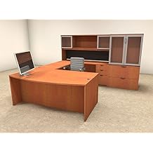 6pc U Shape Modern Contemporary Executive Office Desk Set, OF-CON-U31