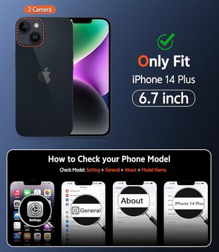 Image of FNTCASE for iPhone 14 Plus Case: Matte Magnetic Phone Cases Compatible with Magsafe Slim Anti Yellowing Military Grade Drop Protection Rugged Protective Translucent Cell Phone Cover (C-Black)