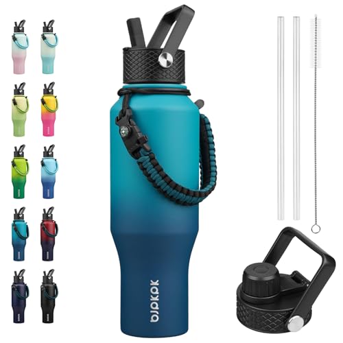 Image of BJPKPK 35oz Insulated Water Bottle with Straw Lid, Stainless Steel Bottle