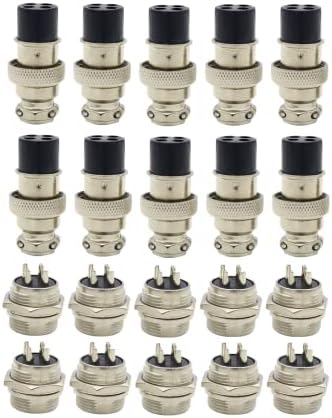 Electronic Spices 10 Pairs 4 Pin Aviation Plug Connector Male Female Panel Metal Wire Connector 16mm Socket (4 Pins 10-Pack) (4 PIN)