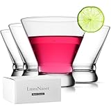 LmmNaoer Martini Glasses Set of 4, Stemless Martini Cocktail Glasses for Margarita, Manhattan, Cosmopolitan, Home Bar, Evening Parties, Birthdays, Housewarming Gift, Crystal Clear 8.5 OZ