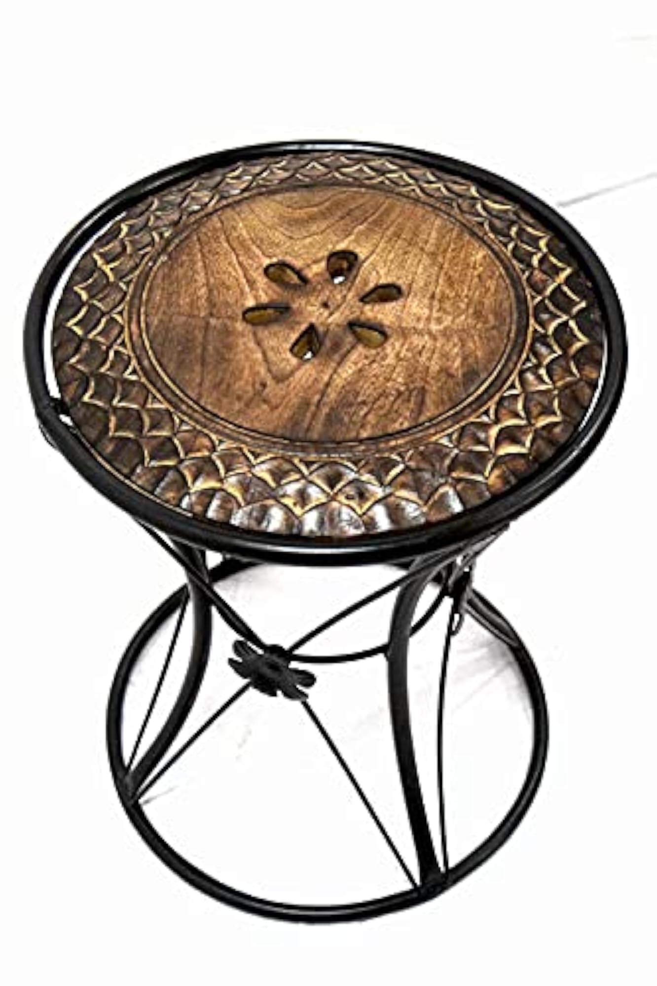 Wood and Iron Stool for Living Room