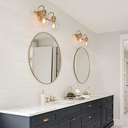 KSANA 2-Light Vanity Light with Globe Clear Glass Shade, Gold Vanity Lights for Bathroom, Powder Room, 13" L x 7" W x 9" H by KSANA - Image 3