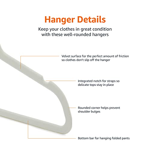 Amazon Basics Slim, Velvet, Non-Slip Suit Clothes Hangers, Ivory/Rose Gold - Pack Of 100 #TOP2