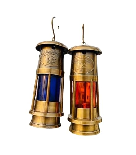 Lanterna decorativa a olio nautico in ottone rosso/verde minore, lanterna a olio decorativa da 15,2 cm in marrone, decorazione natalizia