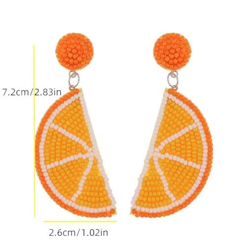 Fruit Earrings for Women Cute Orange Strawberry Beaded Fruit Earrings Fashion Handmade Beaded Drop Dangle Earrings Bohemia Statement Fruits Earring Summer Beach Vacation Jewelry4