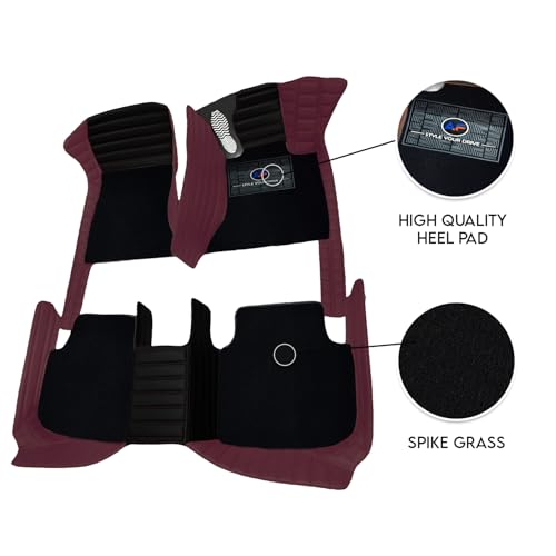 Image of Autofurnish Exclusive 9D Car Mat Full Set for Mahindra XUV700 (5 Seater) 2021 || Luxury Leather Dual-Stitch Full Set 9D Car Floor Mat || 100% Waterproof || Color : Black Grape Wine