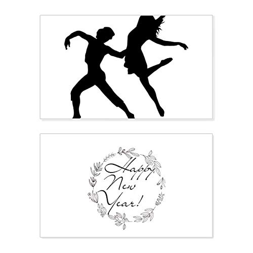 Tarjeta conmemorativa de Año Nuevo con bailarines de ballet en dúo para deseos deportivos