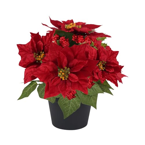 ZYZEV 14' Artificial Poinsettias Christmas Plants...