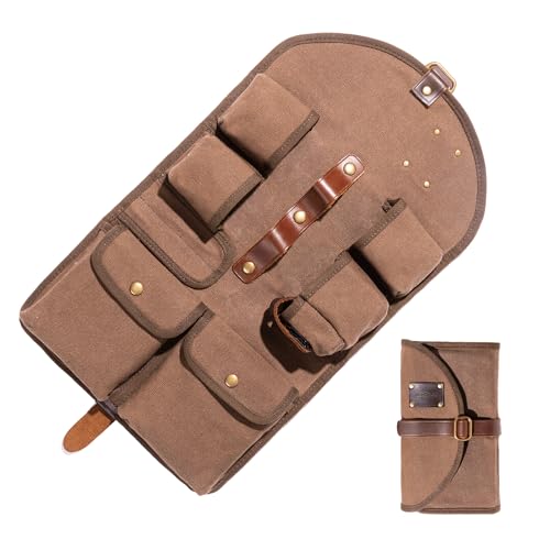 MrPyer Waxed Canvas 4 Pipe Tobacco Pouch, Smoking Tobacco Pipe