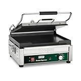 Waring Commercial WFG250 Tostato Supremo® Large Flat Toasting Grill, 120V, 1800W, 5-15 Phase Plug, Silver