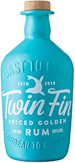Twin Fin Spiced Golden Rum | Caribbean Rum Spiced in Cornwall | Smooth Vanilla, Exotic Citrus & A Light Smokiness | Pair with Ginger Beer & Lime Wedges | Epic Mojitos | 38% vol | 70cl