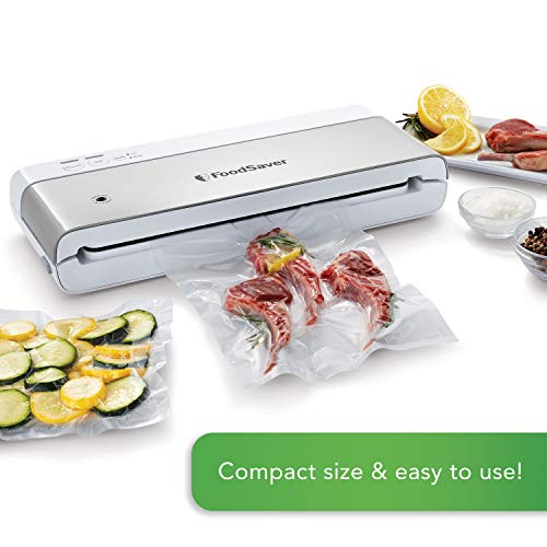 Foodsaver Vs0160 Powervac Compact Vacuum Sealing Machine, White & 8" And 11" Vacuum Seal Rolls Multipack, Make Custom-Sized Bpa-Free Vacuum Sealer Bags, Multi-Pack, Clear #TOP2