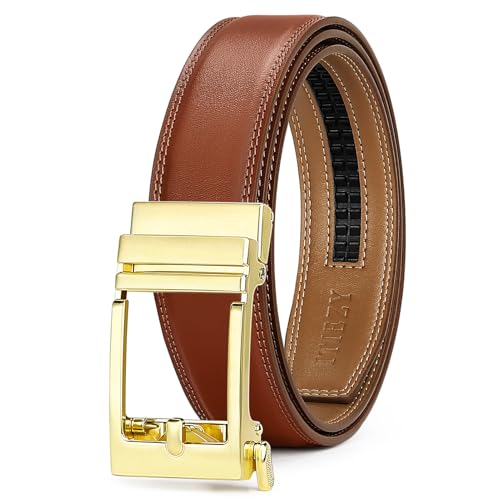 ITIEZY Men’s Adjustable Leather Ratchet Belt 35mm
