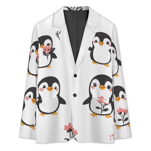 Penguins and Wild Flowers Classic Suits Blazer for Men Business Tuxedo Jacket Sport Coat Two Buttons3