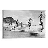 Surfer Wall Art Poster Waves Photograph Vintage Surfing Poster,Black White Surf Photo (18) - 副本 Ca