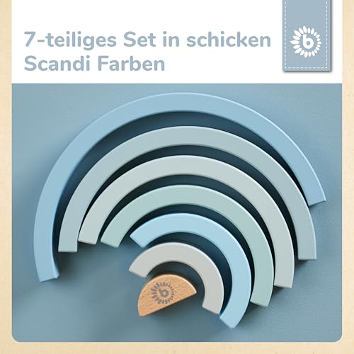 Bieco Holz Baby Blau - Steckspiel Regenbogen - Motorikspielzeug – Ansicht 4