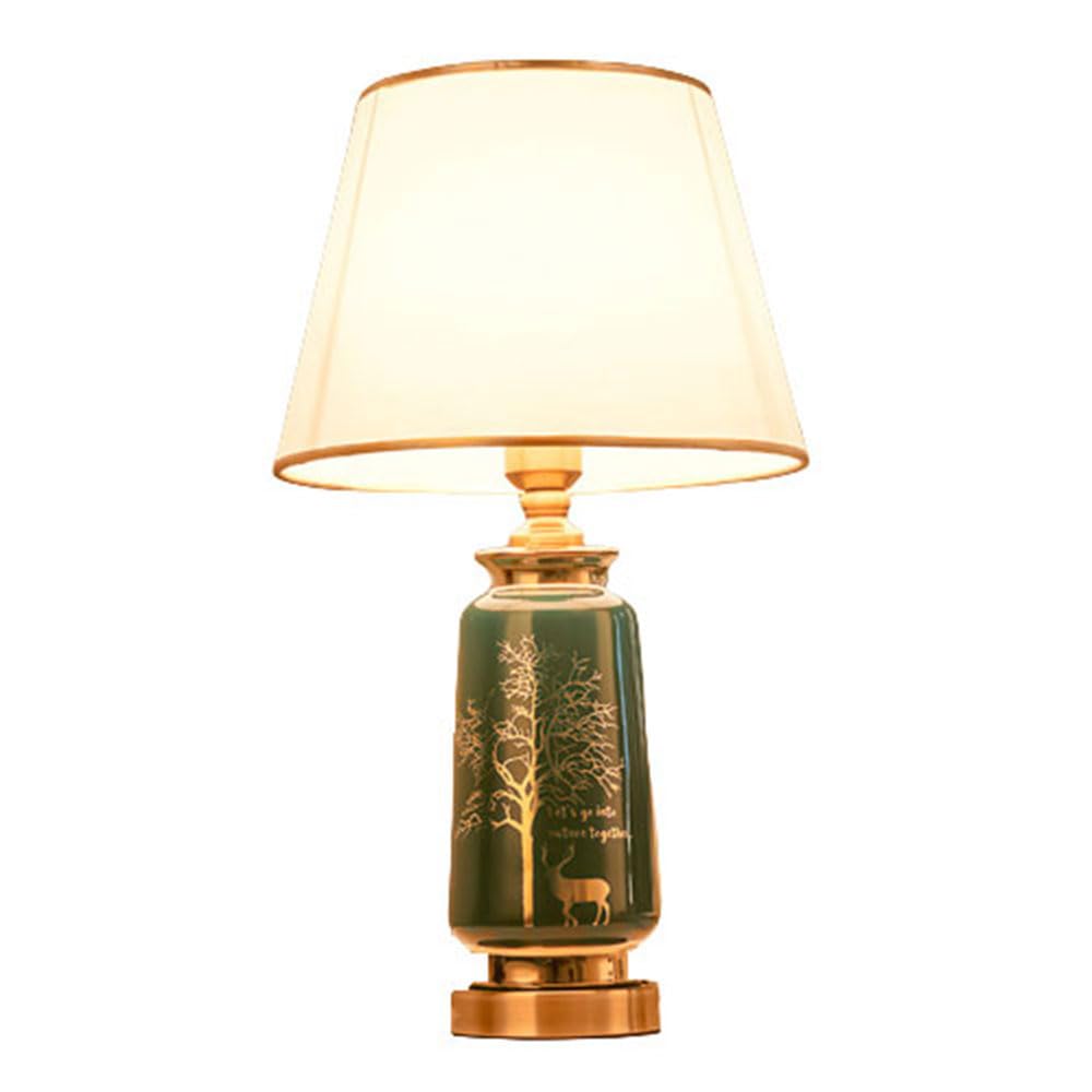SGKOMN 20.8 Inch Modern Ceramic Table Lamp, Farmhouse Bedside Lamp Green Nightstand Lamp End Table Lamps For Living Room Bedroom Study Office-B