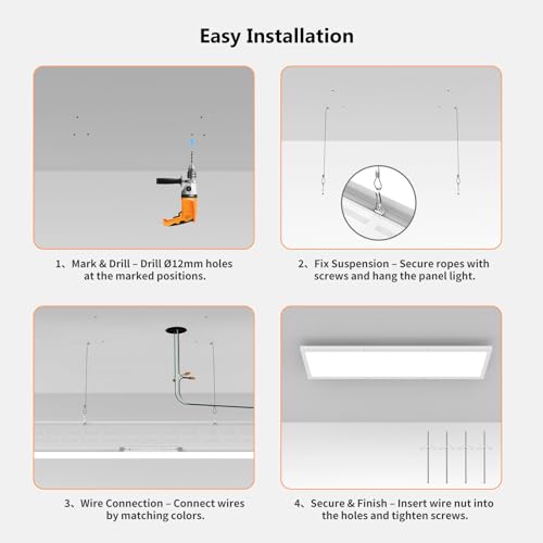 Image of AIKVSXER 4Pack 1x4 LED Flat Panel Light, 50W Surface Mount Ceiling Fixture