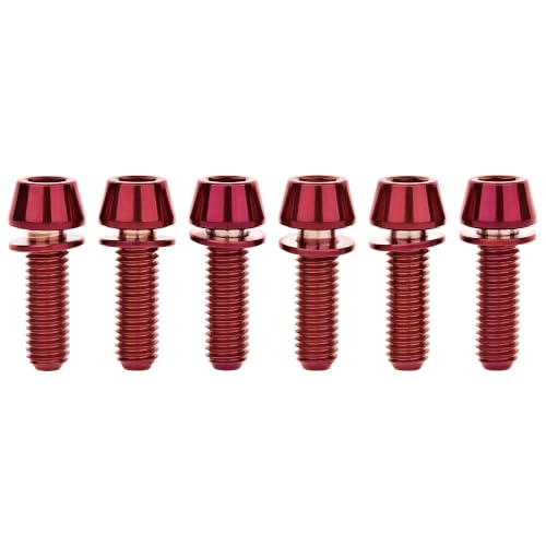 Image of Titanium Ti Allen Hex M5x16 18mm Tapered Head Bolt with Washer Screw for Bicycle Stem Parts Pack of 6 (Burgundy, M5x18mm)