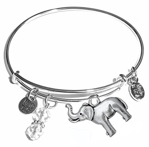 Image of Hidden Hollow Beads Women's Made In USA Stainless Steel Message Charm Expandable Wire Bangle Bracelet, Popular, Stylish and Trendy, Arrives in a Gift Bag., Expandable to fit most wrists, Stainless