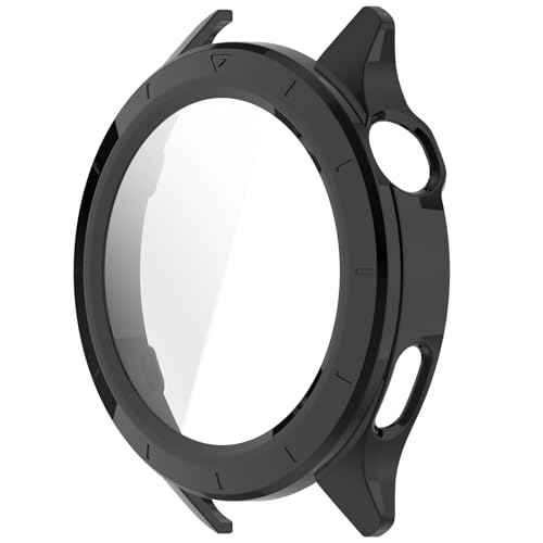 AWADUO Compatível com Xiaomi Watch S4/Watch S4 eSIM Smartwatch Full Coverage PC capa com vidro temperado Touchable Screen Protetor Smartwatch Acessórios (preto)
