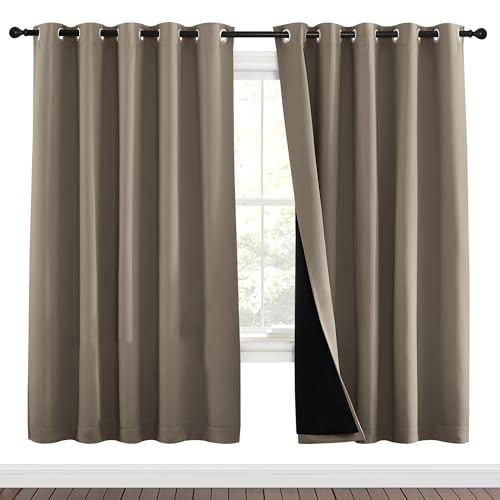 Image of NICETOWN Taupe Full Shade Curtain Panels, Pair of Energy Smart & Noise Blocking Out Blackout Drapes for Dining Room Window, Thermal Insulated Guest Room Lined Window Dressing(Taupe, 70 x 72 inch)