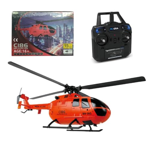 JOYARCH BO105 RC Helicopter for Adult, 2.4G 4CH Armed Helicopter Military Aircraft Model with Altitude Hold (RTF/Orange)