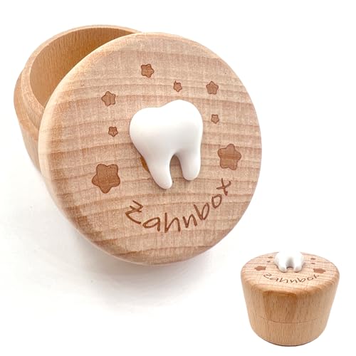YOGAZEN Zahnfee Milchzähne Jungen, Milchzahndose, Zahndose Milchzähne Mädchen, Bedruckt mit 3D Stereo-Zahnmuster milchzahndose, Kreative Tauf- und Geburtstagsgeschenke für frischgebackene Eltern
