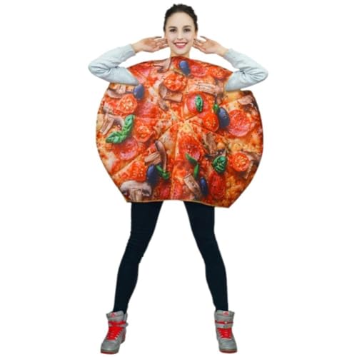 Luxylei Costume Pizza Divertente per Adulti Unisex, Costume Festa di Halloween, Costume Cibo Divertente, per Coppie, Costume Pizza, Tuta Cosplay, per Uomo E