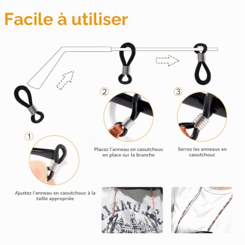 Lyeteung Lot de 6 cordons colorés pour lunettes de soleil, lunettes de lecture, style ethnique, avec chiffon de nettoyage – vue 4