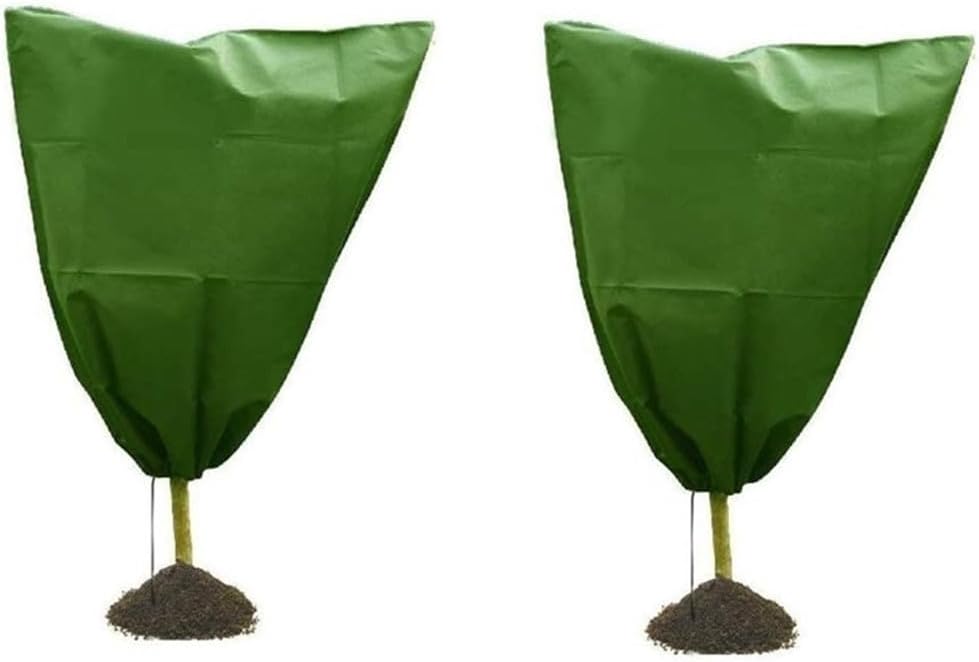 Plant Protection Cover Bags for Winter - 210D Oxford Cloth Frost Blanket with Drawstring, Breathable for Trees, Shrubs, Potted Plants, Fruit Bushes (Beige/Green)(H)