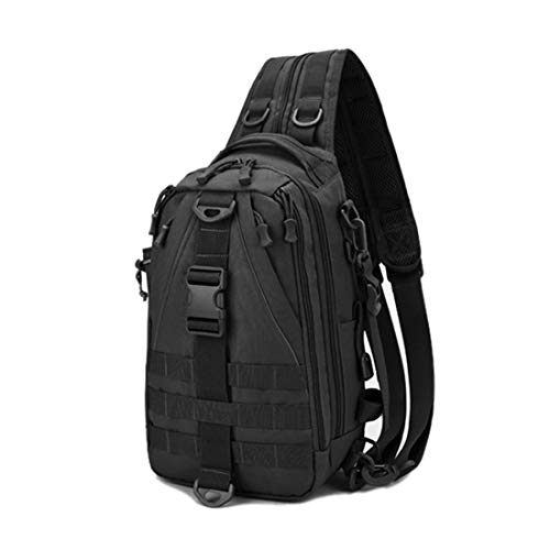 Alovhad Men Canvas Camouflage Backpack Purse Travel Chest Bag Messenger Sling Crossbody Shoulder Bag (Black) #TOP10