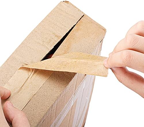 2 Rolls Water Activated Gummed Kraft Paper Tape 38 mm Width x 54 Yard Length, Total 328 Feet Water-Activated Tape for Heavy Duty Shipping Writable Strong Adhesive Brown Carton Box