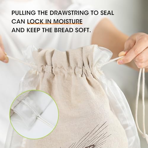 AIEVE Linen Bread Bags, 2 Pack Reusable Bread Bags for Homemade Bread, 18 X14 Inch Sourdough Bread Storage Bags - Thumbnail 3