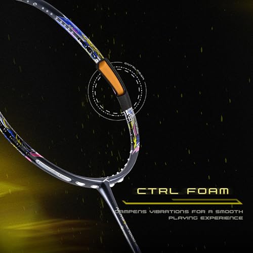 Image of Hundred Nano Neo 7000 (4U) Unstrung Badminton Racket with Full Cover | 83 Grams | Maximum Tension ≤32 lbs (Charcoal /Black)
