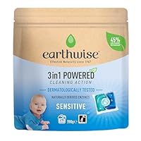 Earthwise Sensitive Laundry Washing Detergent Capsules, 26 Pack, 26 Washloads, Suitable for Front & Top Loader, Dermatologically Tested, 3in1 Powered Cleaning Action with Naturally Derived Enzymes