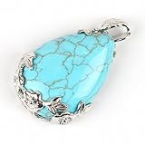 Bijoux Achats en Ligne Femmes Naturel Opale Vert Aventurine Améthyste Pendentif Larme Goutte d'eau Amour Perle, Turquoise, Taille Unique