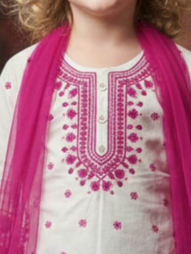 Image of A.T.U.N. (ALL THINGS UBER NICE) Girls Heavy Thread Embroidered Salwar Suit Set with Dupatta | Designer 3 Piece Traditional Ethnic Outfit for Festive & Celebration Wear