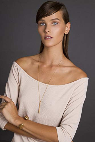 Pernnla Pearl X905-BP-1 18K Gold Long Chain Necklace Vertical Bar Pendant Necklace thumb #1