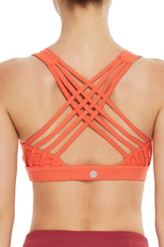 QUEENIEKE Women's Medium Support Strappy Back Energy Sport Bra Cotton Feel