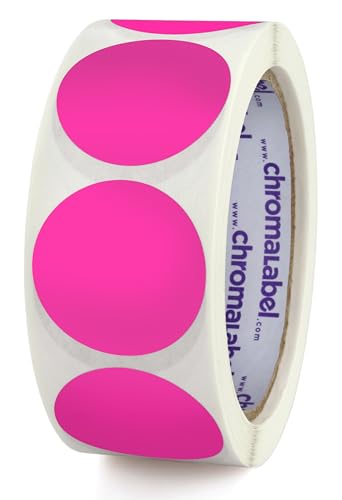 Autocollants ronds à code couleur rose fluo 3,8 cm étiquettes adhésives de marquage