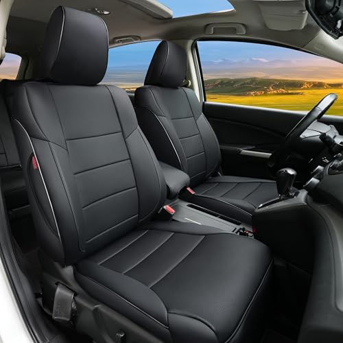 Lolcar CRV Seat Covers Custom Fit for Honda CRV 2015 2016 Full Set Car Seat Cover for SUV, Leather Truck Seat Protectors,Faux Leather (Black)