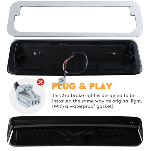 LED Tail Lights Assembly + 3rd Third Brake Cargo Lamp Compatible with 2004-2008 Ford F-150 F150 Pickup [Factory Halogen Type] Fleetside Styleside Rear Taillight, 3 Pcs, Smoked Lens by Cenfeild - Used condition - Image 6