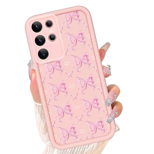 xoniery Compatible with Samsung Galaxy S26 Ultra Case, Cute Bows Silicone, Senior Shockproof Protection and Anti-Scratch for Soft Slim Phone Cover for Women Girls-Pink Bowknot