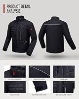 RIDEIRON Motorradjacke Herren Winter CE Class A mit Schulter- und Ellenbogenpolstern(CE-2),herausnehmbarem Innenfutter winddichtem Motorradschutz Schwarz-L – Ansicht 4